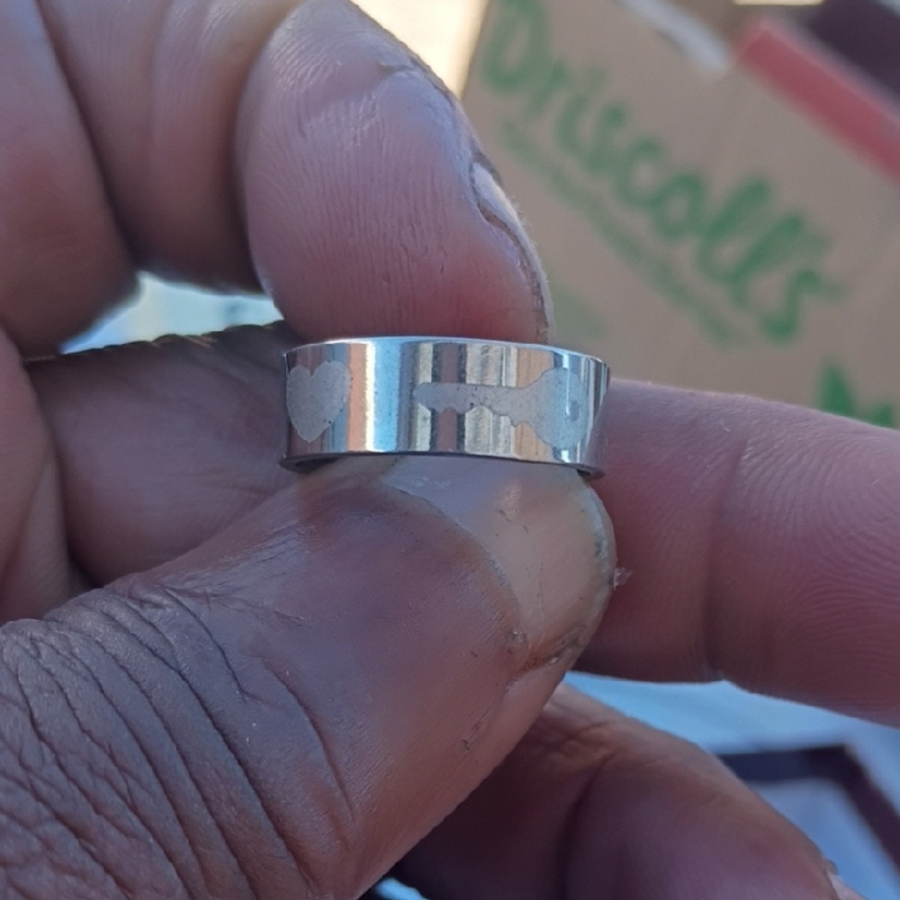 Silver Stainless Steel Heart Pattern Men's Ring